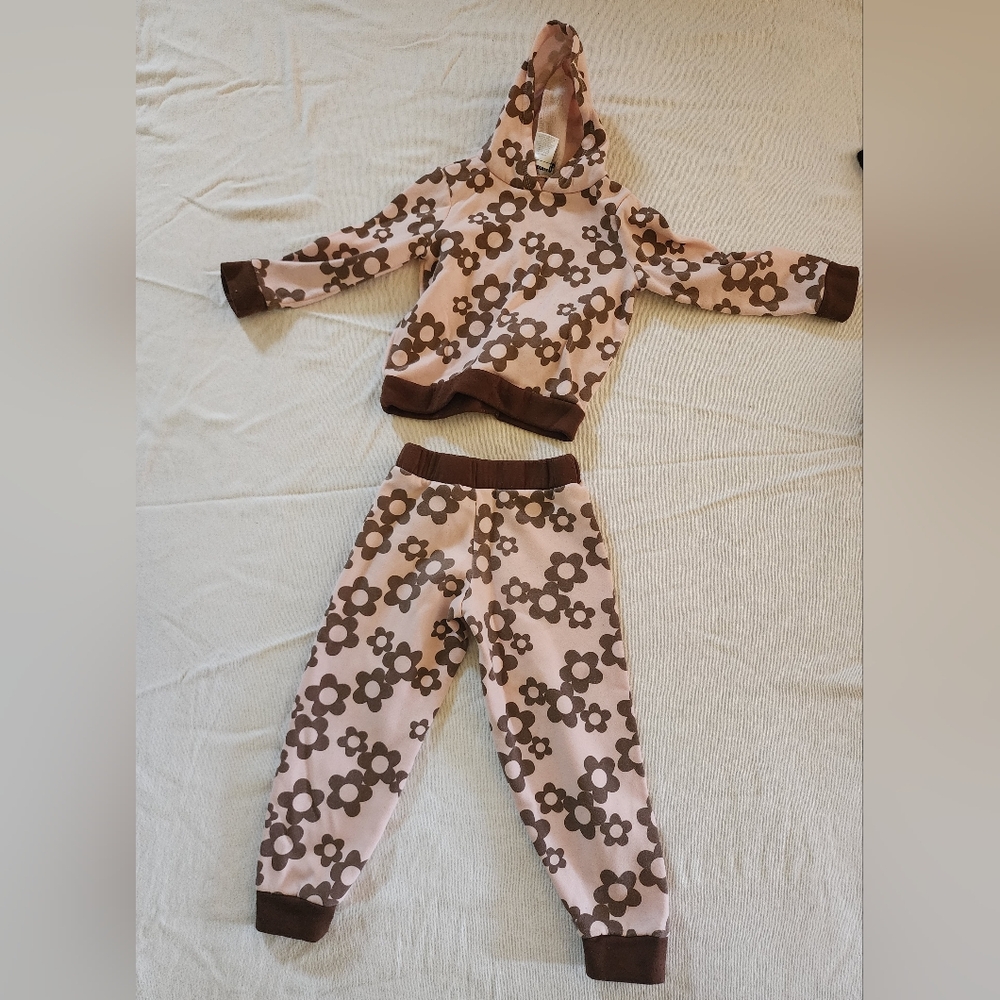 Charming Floral Kids Pajama Set - Pink and Brown